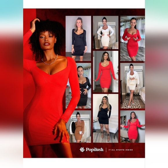 Popilush White Redtag Thermal Longsleeve Shapewear Tummy Control Bodycon Dress L - Picture 4 of 11